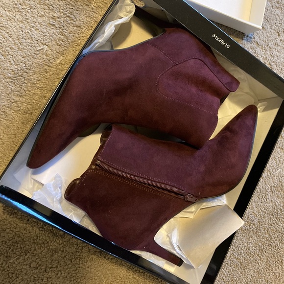 ALFANI Dress Booties Pointed Toe Berry 3” Heel New in Box - Picture 3 of 5